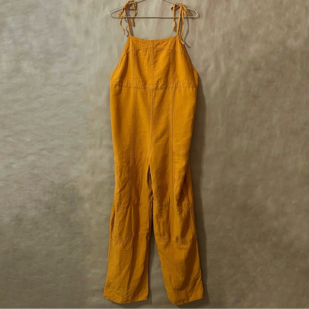 Urban Outfitters | Harley Linen Tie Strap Wide Leg Overalls Jumpsuit Size L